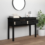 Tavolo Consolle Nero 100x35x75 cm in Legno Massello di Pino