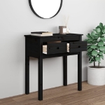 Tavolo Consolle Nero 70x35x75 cm in Legno Massello di Pino