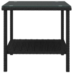 Tavolino Nero 45x45x45 cm Polyrattan e Vetro Temperato