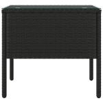 Tavolino Nero 53x37x48 cm Polyrattan e Vetro Temperato