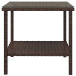 Tavolino Marrone 45x45x45 cm Polyrattan e Vetro Temperato