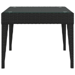 Tavolino Nero 50x50x38 cm Polyrattan e Vetro Temperato