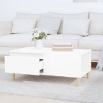 Tavolino Salotto Bianco Lucido 90x50x36,5 cm Legno Multistrato