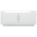 Tavolino da Salotto Bianco Lucido 102x50x45cm Legno Compensato