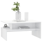 Tavolino Salotto Bianco Lucido 90x60x42,5 cm Legno Multistrato