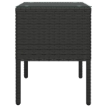 Tavolino Nero 53x37x48 cm Polyrattan e Vetro Temperato