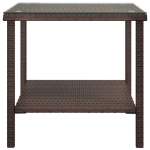 Tavolino Marrone 45x45x45 cm Polyrattan e Vetro Temperato