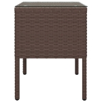 Tavolino Marrone 53x37x48 cm Polyrattan e Vetro Temperato