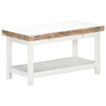 Tavolino Estensibile Bianco 90x(45-90)x45 cm in Legno di Mango