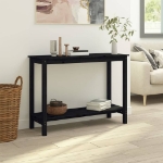 Tavolo Consolle Nero 110x40x80 cm in Legno Massello di Pino