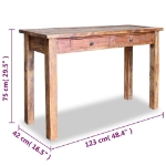 Tavolo Consolle in Legno Massello Recuperato 123x42x75 cm