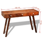 Tavolo Consolle con 3 Cassetti 76 cm Legno Massello di Sheesham