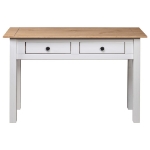 Tavolo Consolle Bianco 110x40x72 cm Legno Massello Pino Panama