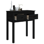 Tavolo Consolle Nero 70x35x75 cm in Legno Massello di Pino