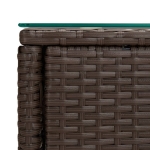 Tavolino Marrone 53x37x48 cm Polyrattan e Vetro Temperato