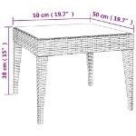 Tavolino Marrone 50x50x38 cm Polyrattan e Vetro Temperato