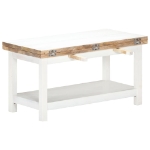 Tavolino Estensibile Bianco 90x(45-90)x45 cm in Legno di Mango