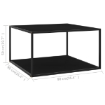 Tavolino da Salotto Nero con Vetro Nero 90x90x50 cm