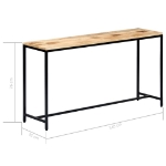 Tavolo Consolle 140x35x76 cm in Legno Massello di Mango Grezzo