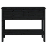 Tavolo Consolle Nero 100x35x75 cm in Legno Massello di Pino