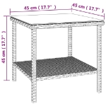 Tavolino Nero 45x45x45 cm Polyrattan e Vetro Temperato