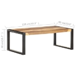 Tavolino 110x60x40 cm in Legno Massello con Finitura Sheesham