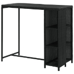 Tavolo da Bar con Ripiani Nero 120x60x110 cm in Polyrattan