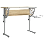 Scrivania Sonoma e Grigio 110x53x(58-87) cm Multistrato Acciaio