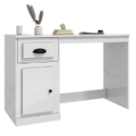 Scrivania Cassetto Bianco Lucido 115x50x75 cm Legno Multistrato