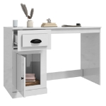 Scrivania Cassetto Bianco Lucido 115x50x75 cm Legno Multistrato