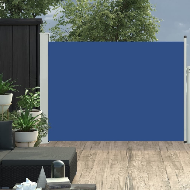 Tenda Laterale Retrattile per Patio 100x500 cm Blu