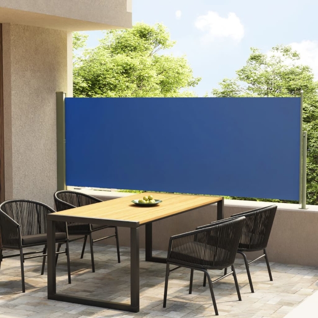 Tenda Laterale Retrattile per Patio 117x300 cm Blu