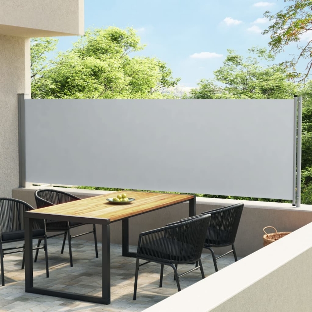 Tenda Laterale Retrattile per Patio 140x600 cm Grigio