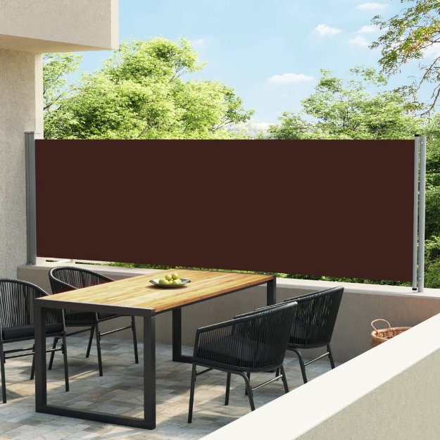 Tenda Laterale Retrattile per Patio 140x600 cm Marrone