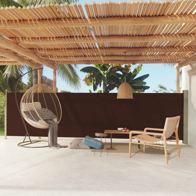 Tenda Laterale Retrattile per Patio 140x600 cm Marrone