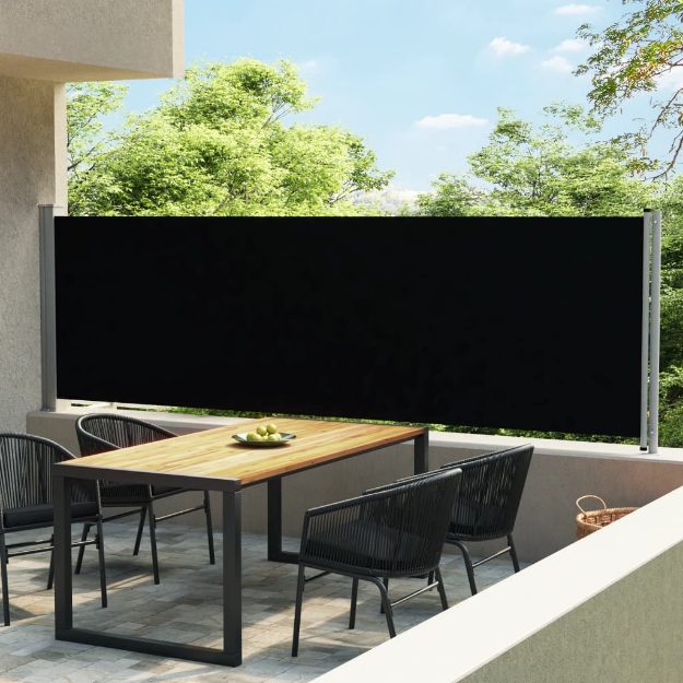 Tenda Laterale Retrattile per Patio 140x600 cm Nera