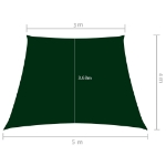 Parasole a Vela in Tela Oxford a Trapezio 3/5x4 m Verde Scuro