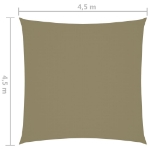 Parasole a Vela in Tela Oxford Quadrato 4,5x4,5 m Beige