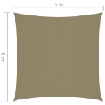 Parasole a Vela in Tela Oxford Quadrato 6x6 m Beige