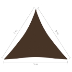 Parasole a Vela in Tessuto Oxford Triangolare 5x5x5 m Marrone