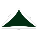 Parasole a Vela Oxford Triangolare 3,5x3,5x4,9 m Verde Scuro