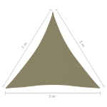 Parasole a Vela Oxford Triangolare 3x3x3 m Beige