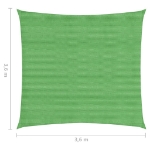 Vela Parasole 160 g/m² Verde Chiaro 3,6x3,6 m in HDPE