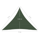 Vela Parasole 160 g/m² Verde Scuro 5x5x5 m in HDPE