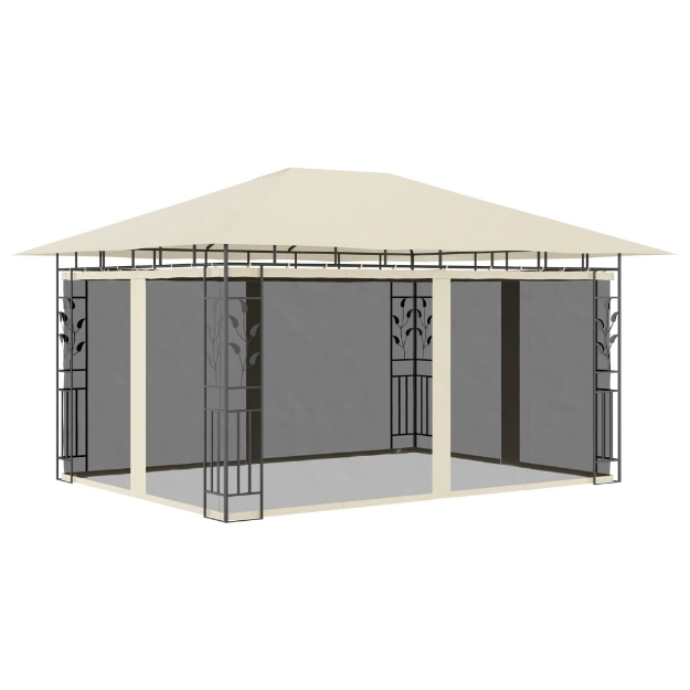 Gazebo con Zanzariera 4x3x2,73 m Crema 180 g/m²