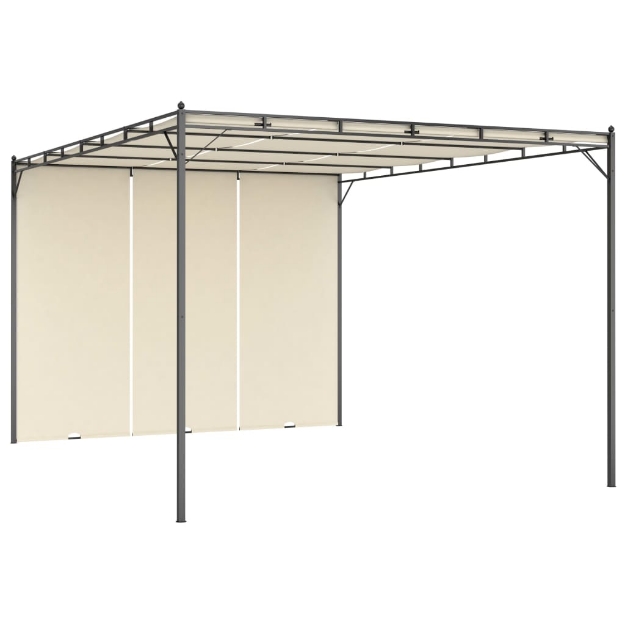 Gazebo da Giardino con Tenda Laterale 4x3x2,25 m Crema