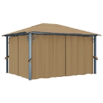 Gazebo con Tenda 400x300 cm Grigio Talpa in Alluminio