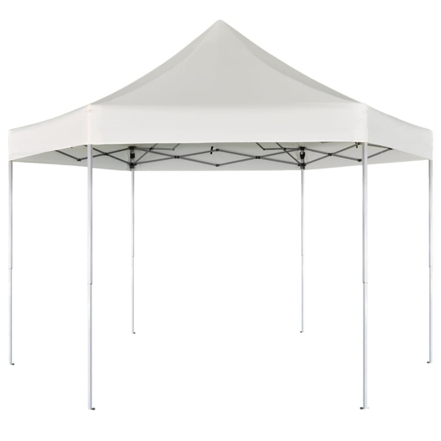 Gazebo Esagonale Pop-Up Pieghevole Bianco Crema 3,6x3,1 m