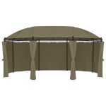 Gazebo con Tende 520x349x255 cm Grigio Talpa 180 g/m²