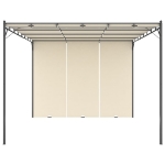 Gazebo da Giardino con Tenda Laterale 4x3x2,25 m Crema